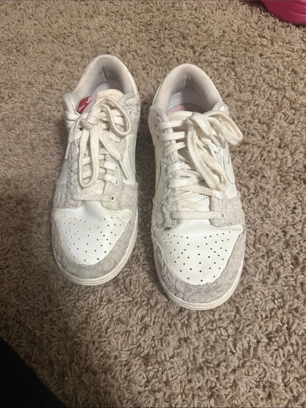 Nike Kids White Low-Top Sneakers with Lace Overlay